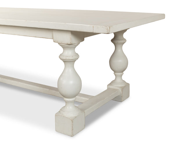 Sarreid Owen Dining Table - Elegant Antique White Finish With Reclaimed Pine For Timeless Dining Style White  53686-3
