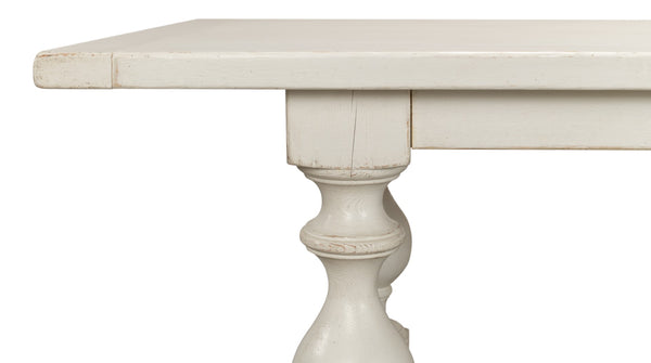 Sarreid Owen Dining Table - Elegant Antique White Finish With Reclaimed Pine For Timeless Dining Style White  53686-3