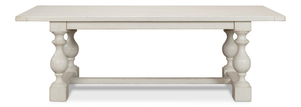 Sarreid Owen Dining Table - Elegant Antique White Finish With Reclaimed Pine For Timeless Dining Style White  53686-3