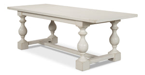 Sarreid Owen Dining Table - Elegant Antique White Finish With Reclaimed Pine For Timeless Dining Style White  53686-3
