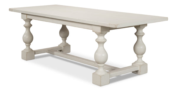 Sarreid Owen Dining Table - Elegant Antique White Finish With Reclaimed Pine For Timeless Dining Style White  53686-3