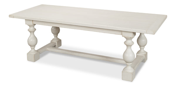 Sarreid Owen Dining Table - Elegant Antique White Finish With Reclaimed Pine For Timeless Dining Style White  53686-3