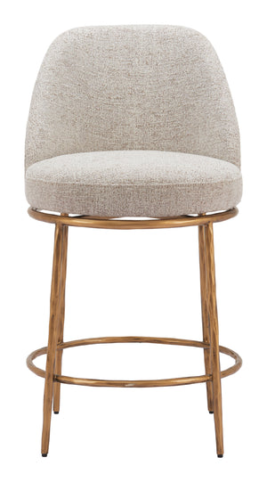 Nordhavn Swivel Counter Stool Beige & Gold 110272 Zuo Modern
