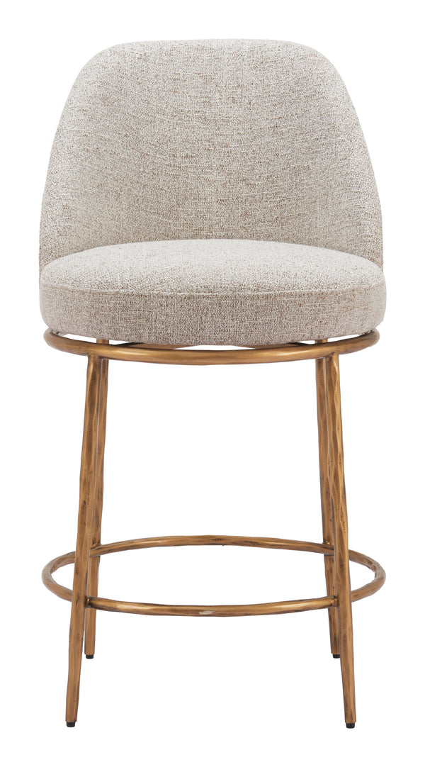 Nordhavn Swivel Counter Stool Beige & Gold 110272 Zuo Modern