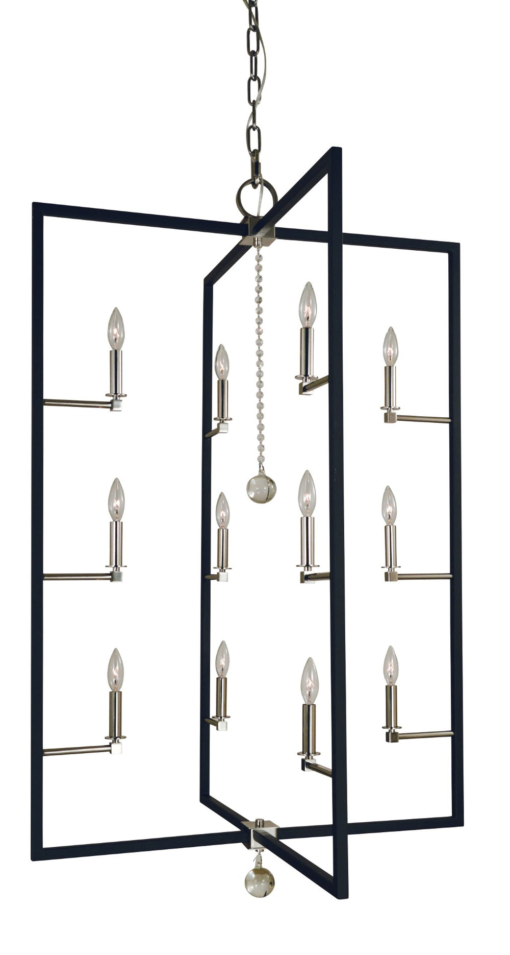 Framburg 12-light Polished Nickel/Matte Black Minimalist Foyer Chandelier - Stylish Elegance For Any Space Polished Nickel,Matte Black Metal 5369 Pn/Mblack