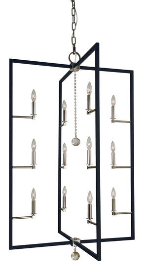 Framburg 12-light Polished Nickel/Matte Black Minimalist Foyer Chandelier - Stylish Elegance For Any Space Polished Nickel,Matte Black Metal 5369 Pn/Mblack
