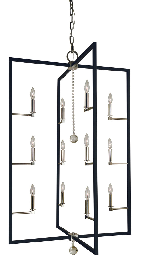 Framburg 12-light Polished Nickel/Matte Black Minimalist Foyer Chandelier - Stylish Elegance For Any Space Polished Nickel,Matte Black Metal 5369 Pn/Mblack