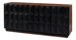 Sarreid Megan Sideboard - Elegant Medium Brown Frame With Chic Black Doors - Stylish Mango Wood Design Black  53691