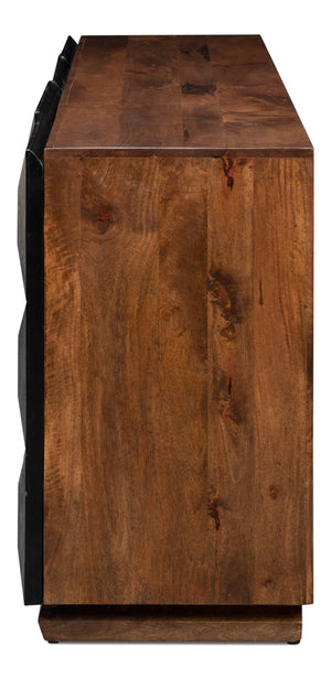 Sarreid Megan Sideboard - Elegant Medium Brown Frame With Chic Black Doors - Stylish Mango Wood Design Black  53691