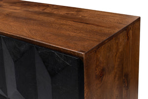 Sarreid Megan Sideboard - Elegant Medium Brown Frame With Chic Black Doors - Stylish Mango Wood Design Black  53691