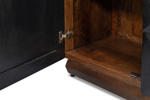 Sarreid Megan Sideboard - Elegant Medium Brown Frame With Chic Black Doors - Stylish Mango Wood Design Black  53691