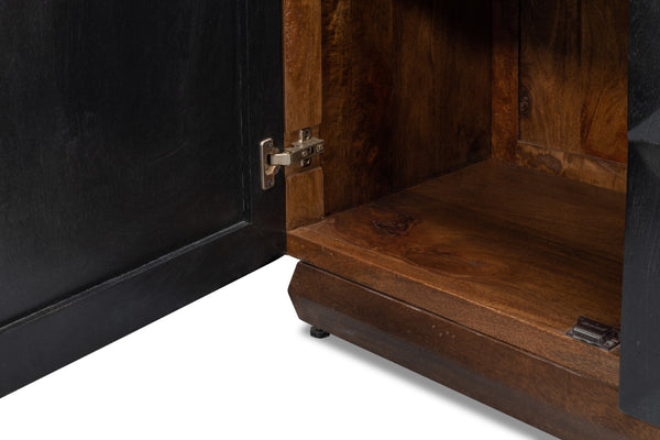 Sarreid Megan Sideboard - Elegant Medium Brown Frame With Chic Black Doors - Stylish Mango Wood Design Black  53691