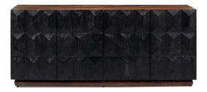 Sarreid Megan Sideboard - Elegant Medium Brown Frame With Chic Black Doors - Stylish Mango Wood Design Black  53691