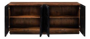 Sarreid Megan Sideboard - Elegant Medium Brown Frame With Chic Black Doors - Stylish Mango Wood Design Black  53691