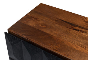 Sarreid Megan Sideboard - Elegant Medium Brown Frame With Chic Black Doors - Stylish Mango Wood Design Black  53691