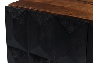 Sarreid Megan Sideboard - Elegant Medium Brown Frame With Chic Black Doors - Stylish Mango Wood Design Black  53691