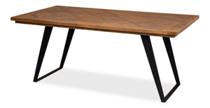 Sarreid Paige Parquet Dining Table - Stylish Mango Wood Top With Durable Powder Coated Legs For Elegance Brown  53692