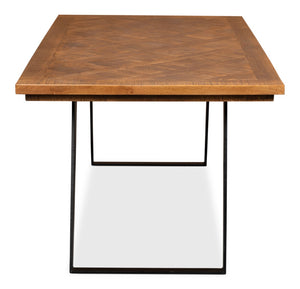 Sarreid Paige Parquet Dining Table - Stylish Mango Wood Top With Durable Powder Coated Legs For Elegance Brown  53692