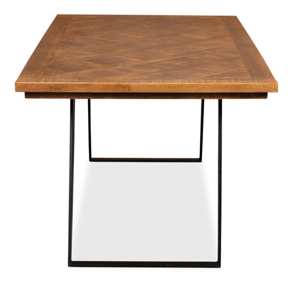 Sarreid Paige Parquet Dining Table - Stylish Mango Wood Top With Durable Powder Coated Legs For Elegance Brown  53692