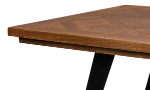 Sarreid Paige Parquet Dining Table - Stylish Mango Wood Top With Durable Powder Coated Legs For Elegance Brown  53692