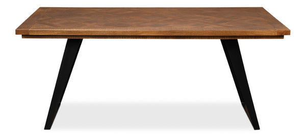 Sarreid Paige Parquet Dining Table - Stylish Mango Wood Top With Durable Powder Coated Legs For Elegance Brown  53692