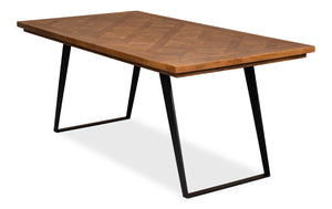 Sarreid Paige Parquet Dining Table - Stylish Mango Wood Top With Durable Powder Coated Legs For Elegance Brown  53692