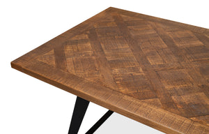 Sarreid Paige Parquet Dining Table - Stylish Mango Wood Top With Durable Powder Coated Legs For Elegance Brown  53692