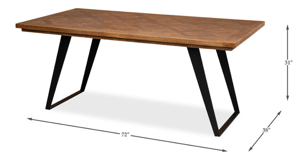 Sarreid Paige Parquet Dining Table - Stylish Mango Wood Top With Durable Powder Coated Legs For Elegance Brown  53692
