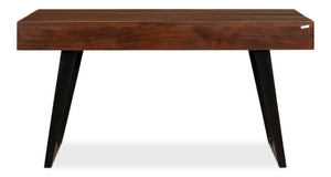 Sarreid Genius Empire Desk - Stylish Medium Brown Acacia & Iron Design For Modern Home Office Elegance Brown  53698