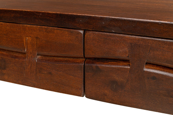 Sarreid Genius Empire Desk - Stylish Medium Brown Acacia & Iron Design For Modern Home Office Elegance Brown  53698