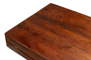 Sarreid Genius Empire Desk - Stylish Medium Brown Acacia & Iron Design For Modern Home Office Elegance Brown  53698