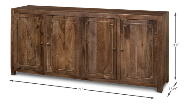 Sarreid Benedict Sideboard - Elegant Mango Wood With Rich Walnut Finish For Stylish Storage Solutions Brown  53699