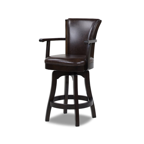 English Elm Jennifer Taylor Home - Williams 27In Swivel Counter Height Bar Stool - Vintage Brown Faux Leather, Comfort & Style Combined B2719P238370