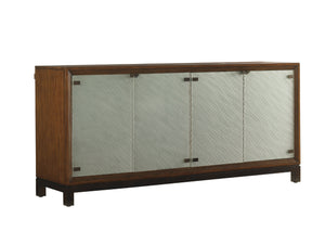 Lexington Tommy Bahama Home Sea Glass Buffet - Elegant Coastal Cabinet With 4 Textured Doors, Adjustable Shelves & Lighting Bali  536-852