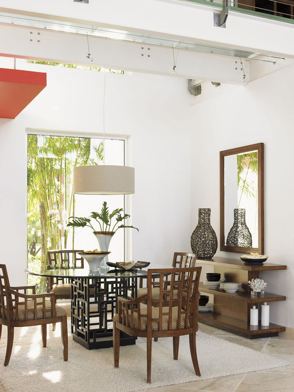 Lexington Tommy Bahama Home South Sea Dining Table - Embrace Island Living With Elegant Rattan And Stunning Glass Top Design Bali  536-875-54c