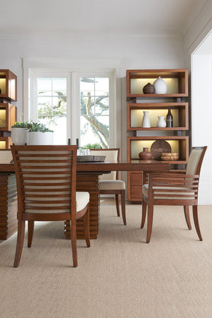 Lexington Tommy Bahama Home Peninsula Dining Table - Contemporary Island Living With Woven Rattan Design And Expansive Seating Options Bali  536-876c