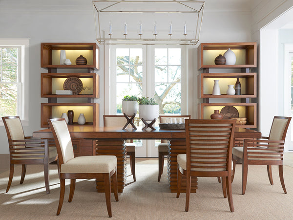 Lexington Tommy Bahama Home Peninsula Dining Table - Contemporary Island Living With Woven Rattan Design And Expansive Seating Options Bali  536-876c