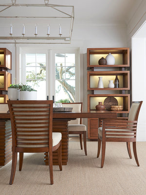 Lexington Tommy Bahama Home Peninsula Dining Table - Contemporary Island Living With Woven Rattan Design And Expansive Seating Options Bali  536-876c