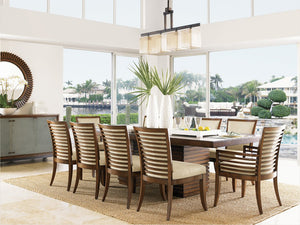 Lexington Tommy Bahama Home Peninsula Dining Table - Contemporary Island Living With Woven Rattan Design And Expansive Seating Options Bali  536-876c