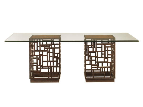 Lexington Tommy Bahama Home South Sea Dining Table - Embrace Island Living With Elegant Rattan And Stunning Glass Top Design Bali  536-875-84c