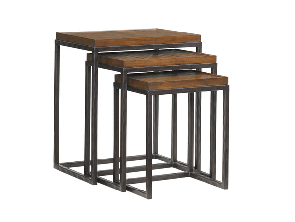 Lexington Tommy Bahama Home Ocean Reef Nesting Tables - Contemporary Island-inspired Design With Crushed Bamboo & Distressed Metal Bali  536-942