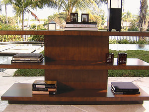 Lexington Tommy Bahama Home Lagoon Sofa Table – Elegant Island-inspired Design With Woven Rattan & Etched Sea Glass Shelves Bali  536-967