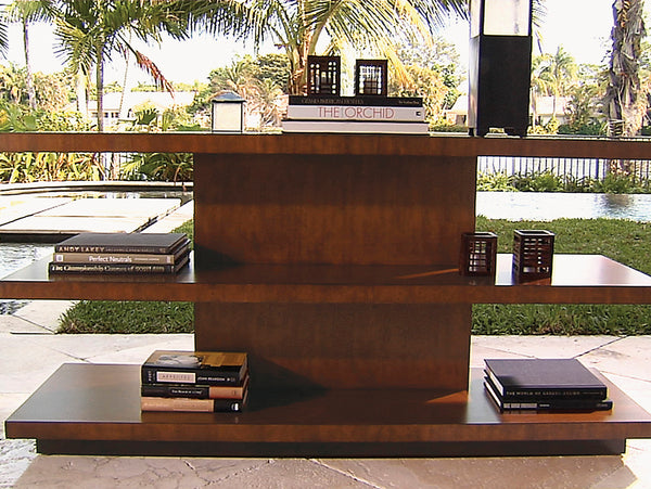 Lexington Tommy Bahama Home Lagoon Sofa Table – Elegant Island-inspired Design With Woven Rattan & Etched Sea Glass Shelves Bali  536-967