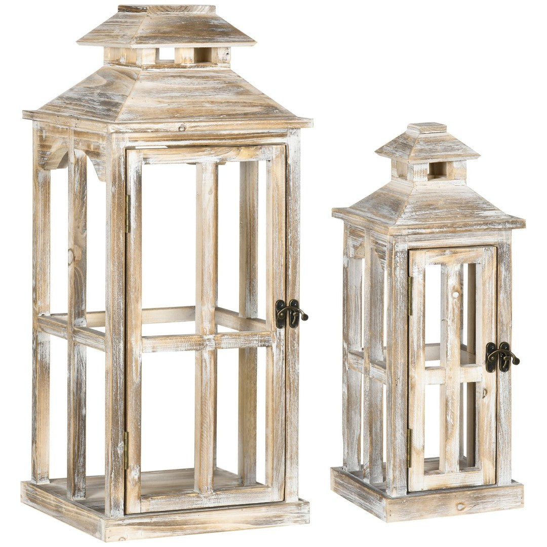 Homcom Fir Wood Lantern - Thumbnail 2