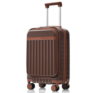 English Elm Luggage 3 Piece Abs Hard Shell Set with Usb Port Front Access and Spinner Wheels Brown N726P307555B
