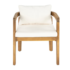 English Elm Patio Acacia Wood Armchair Set Cushioned Resort Style Outdoor Dining Seating Pair N772P378685T