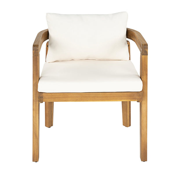 English Elm Patio Acacia Wood Armchair Set Cushioned Resort Style Outdoor Dining Seating Pair N772P378685T