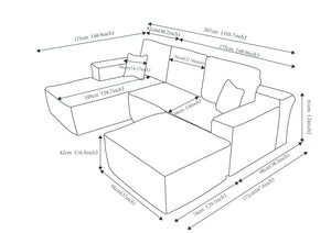 English Elm 105.7"cloud Modular U-shaped Sectional Plush Corduroy Deep Seat Sofa for Living Room W3975S00022