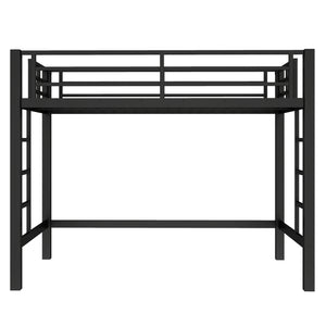 English Elm Twin Metal Loft Bed with Sturdy Frame, Space-Saving Underbed Storage, Safe Ladder & Guardrails W1580P370676