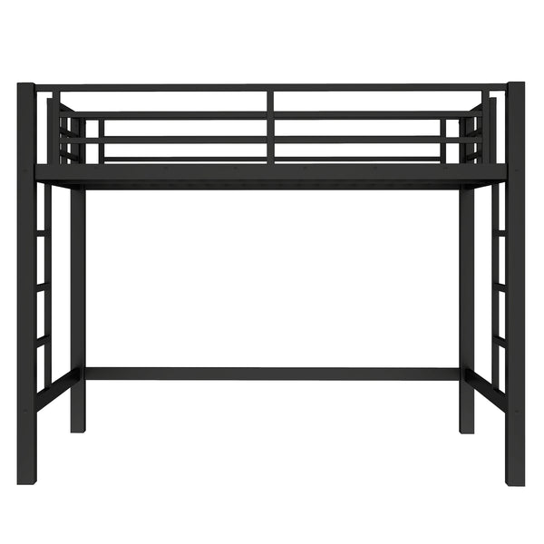 English Elm Twin Metal Loft Bed with Sturdy Frame, Space-Saving Underbed Storage, Safe Ladder & Guardrails W1580P370676